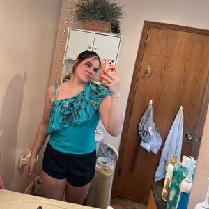 Time and Tru one shoulder tank top tee